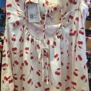 Forever 21 Cherry Print Mini Dress - White and Red